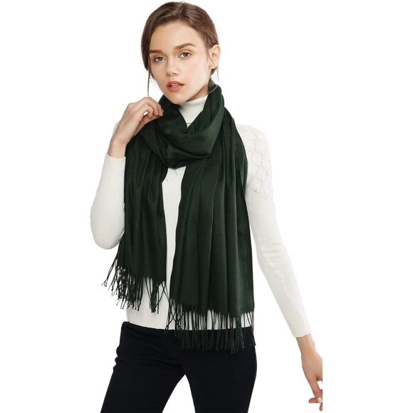 ⚡Women Army Green Pashmina Shawl Evening Dress Bridesmaid Winter Warm Long Scarf - Picture 1 of 8